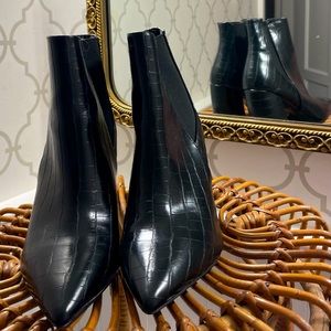 Black crocodile booties